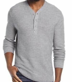 Bonobos Extra Fine Merino Wool Henley Sweater Men's XXL Gray Slim Fit